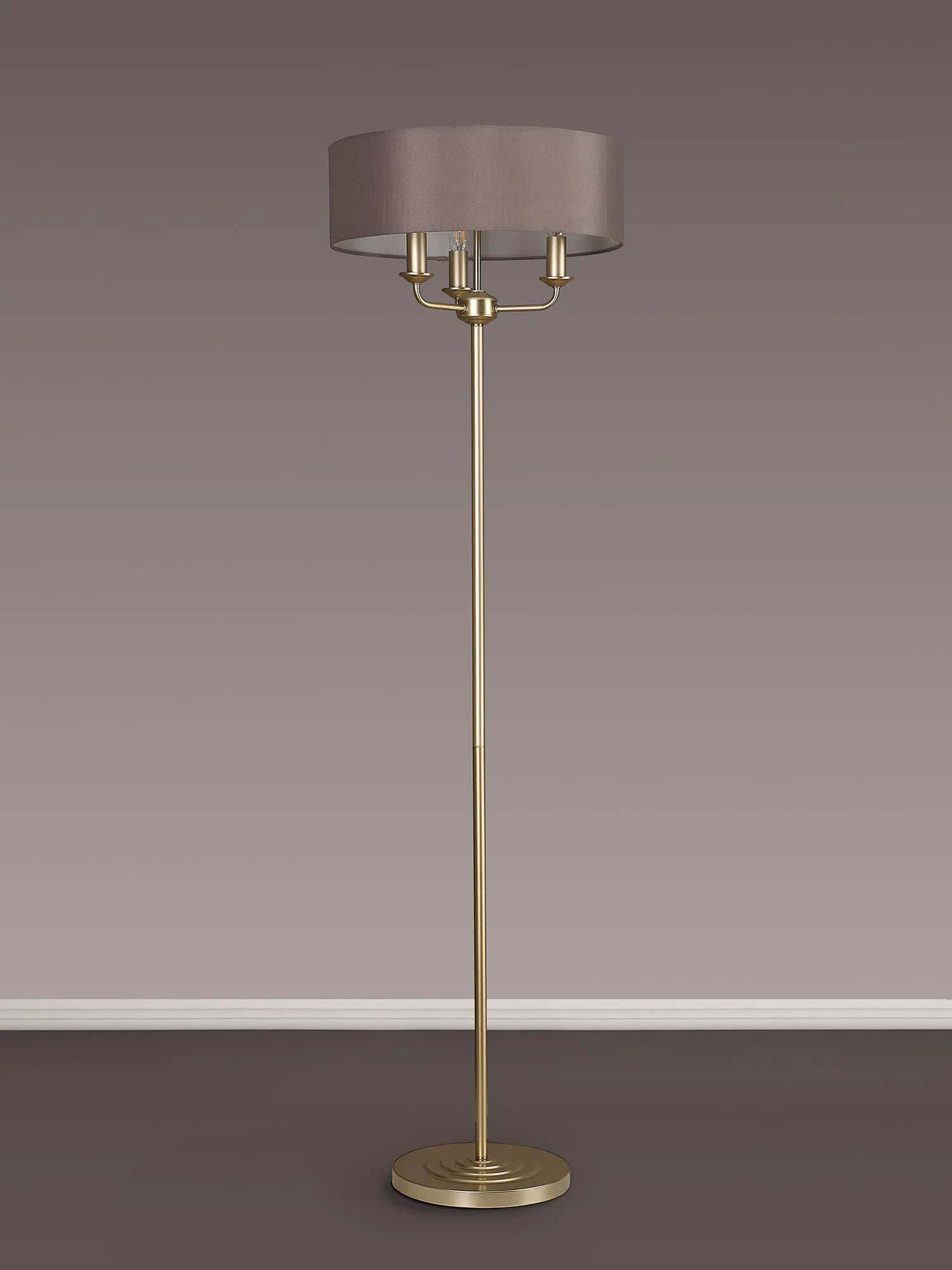 Banyan 45cm 3 Light Floor Lamp Champagne Gold, Grey DK0988  Deco Banyan CG GR